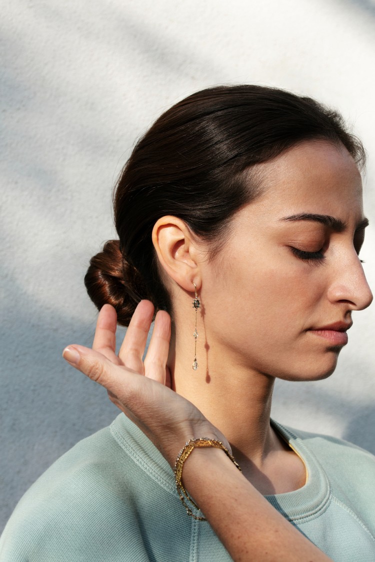 Flora aqua long Earrings